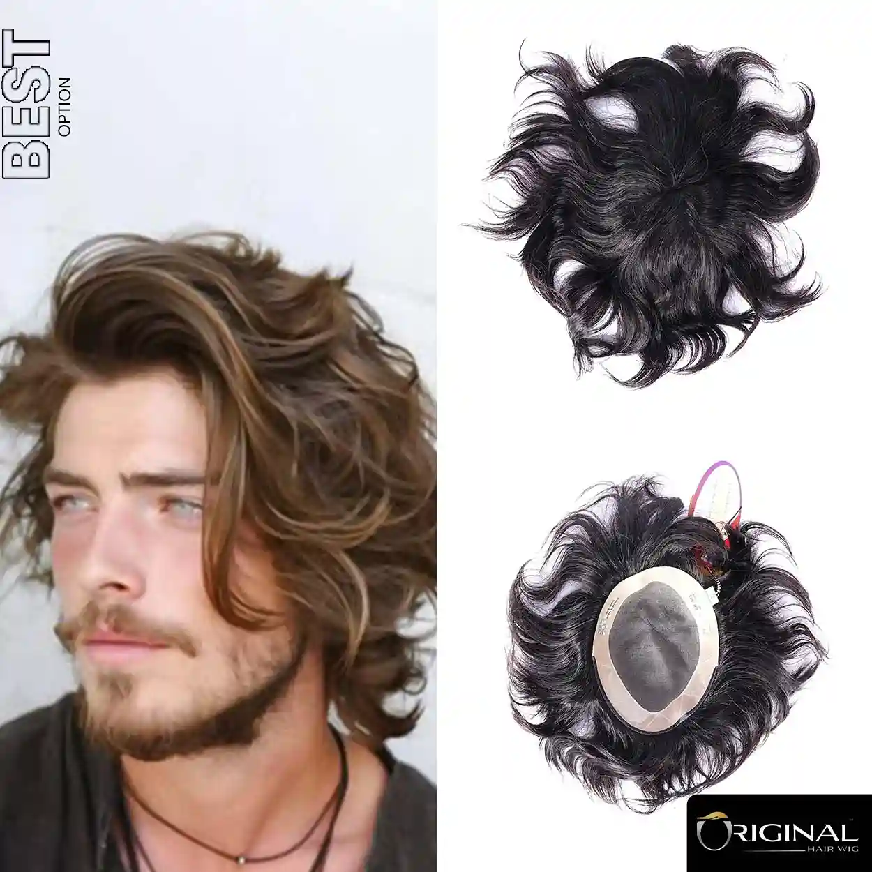 Golden Hair Patch for Men – Natural Look Undetectable Hair Replacement Solution